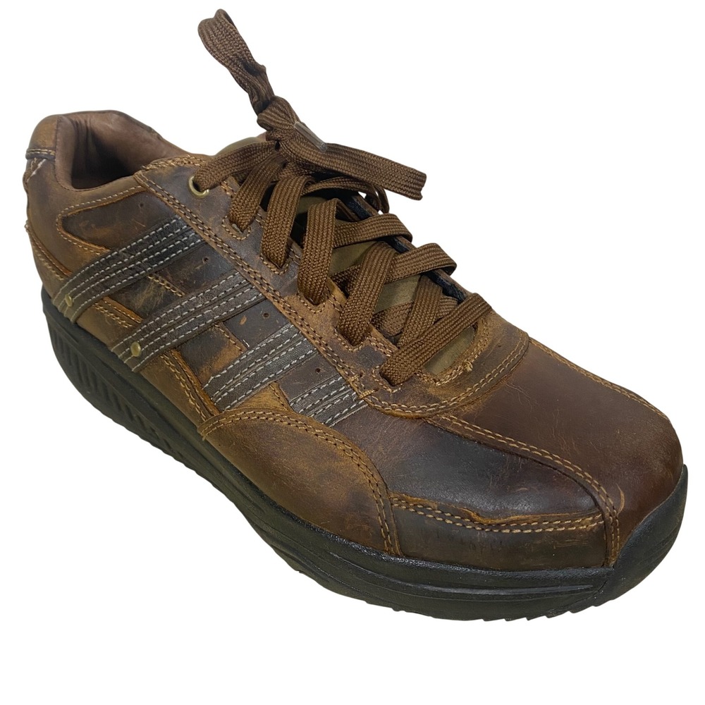 Skechers‎ Shape ups Mens Brown Leather Lace Up Walking Shoes Size 13